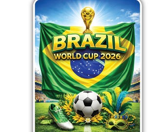 Vinilo adhesivo de fútbol de la Copa Mundial de Brasil 2026 – Para coche, portátil o ventana.