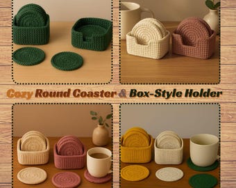 Crochet Coaster Pattern | Box-Style Holder, Beginner Friendly (PDF Pattern)