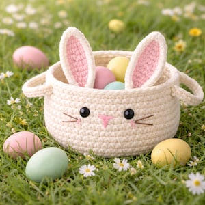 Bunny Basket Crochet Pattern PDF, Amigurumi Rabbit Storage, Baby Nursery Decor,  Beginner Crochet