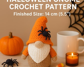 Halloween Gnome Crochet Pattern, Spooky Amigurumi PDF (Digital Download)