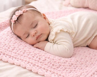 Wzór na szydełkowy kocyk dla dziecka z jednego motka w formacie PDF, przyjazny dla początkujących, łatwy w szydełkowaniu kocyk dla dziecka, ścieg odwracalny, nowoczesny prezent do pokoju dziecięcego