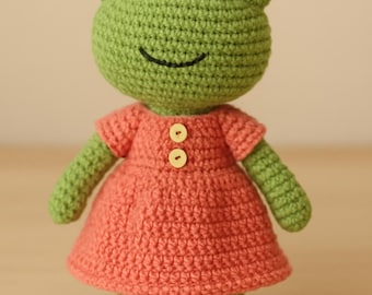 Crochet Frog Doll Pattern | Amigurumi in Dress PDF Tutorial Digital Download