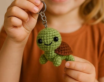 Mini Turtle Crochet Pattern PDF | Amigurumi Animal Keychain DIY Tutorial