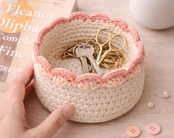 Crochet Basket Pattern PDF | Scalloped Edge | Instant Download
