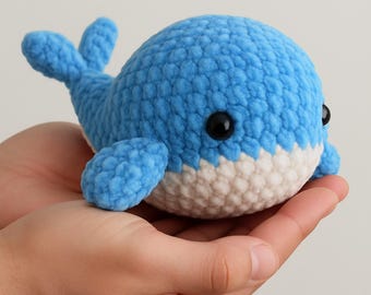Whale Crochet Pattern PDF | Beginner Friendly No-Sew Amigurumi Plush DIY