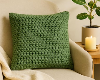 Chunky Crochet Cushion Pattern PDF | Modern Throw Pillow DIY | Beginner Home Decor Design