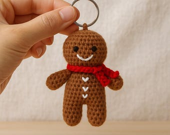 Gingerbread Man Keychain Crochet Pattern PDF • Christmas Amigurumi • Beginner Crochet Tutorial