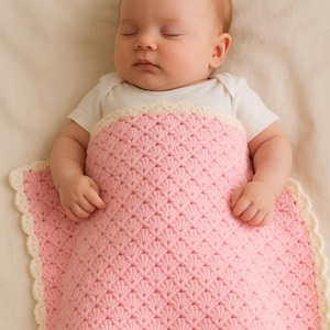 Baby Blanket Crochet Pattern, Shell Stitch PDF, Beginner Friendly Digital Download Tutorial