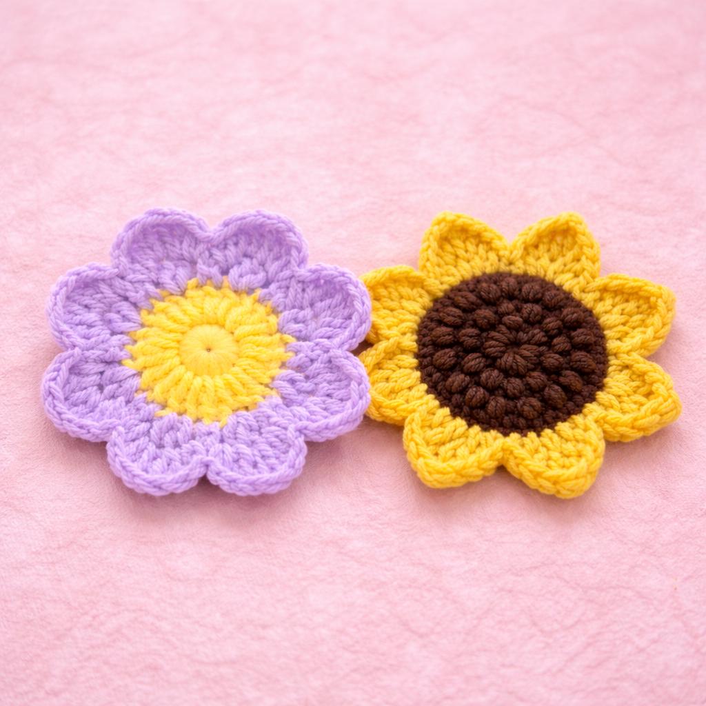 Flower & Sunflower Coaster Crochet Pattern Bundle, 2-in-1 PDF, Beginner ...