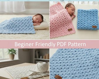 Easy Shell Stitch Crochet Baby Blanket Pattern: Beginner PDF (Digital Download