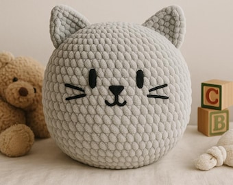 Crochet Cat Pillow Pattern | Chunky Chenille  Cushion Tutorial | Easy Amigurumi  Pattern