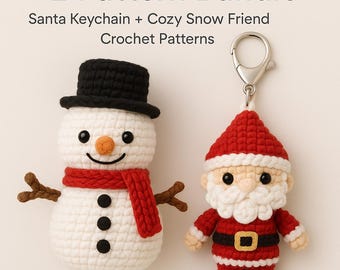 Christmas Crochet Pattern Bundle | Santa Keychain & Snowman Amigurumi | Beginner Holiday Crochet PDF