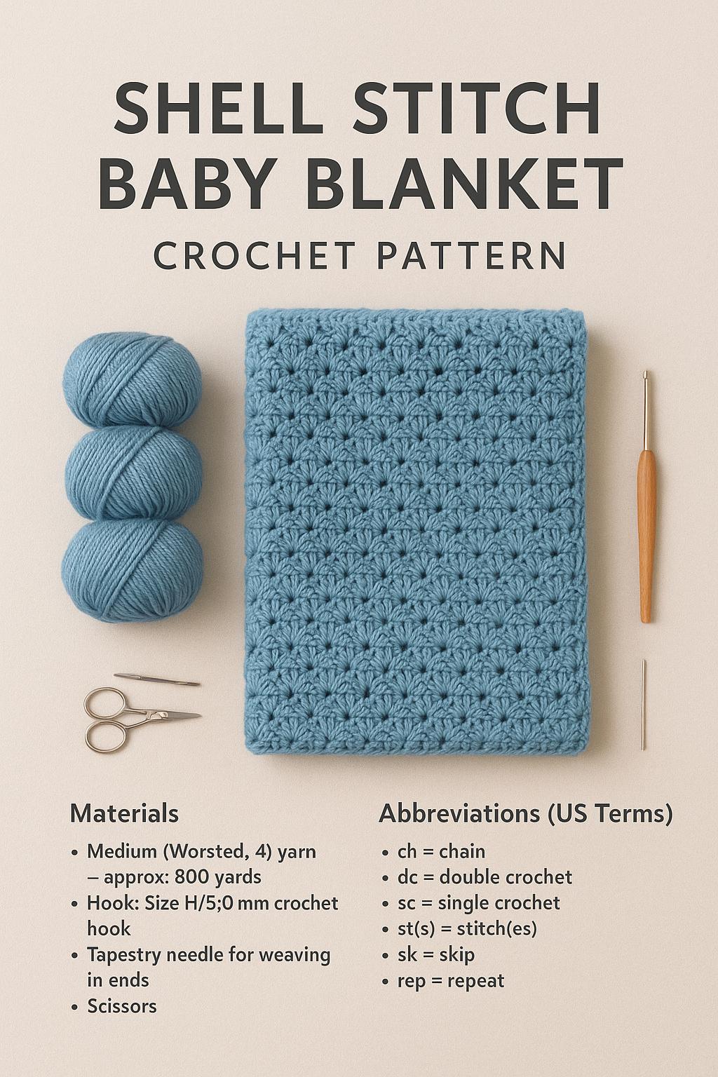 Easy Shell Stitch Crochet Baby Blanket Pattern: Beginner PDF