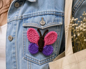 Butterfly Appliqué Crochet Pattern PDF | Beginner Keychain Bag Charm Pattern