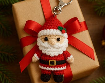 Santa Claus Amigurumi Crochet Keychain Pattern PDF | Beginner Digital File