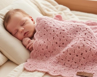 Easy Baby Blanket Crochet Pattern PDF, Shell Stitch Beginner Friendly Tutorial, Quick Digital Download