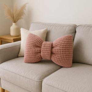 Bow Pillow Crochet Pattern PDF, Velvet Cushion Pattern, Crochet Bow Pillow, Beginner Crochet Pattern, Instant Download