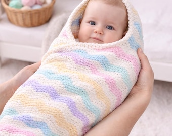 Chevron Pastel Baby Blanket Crochet Pattern | Easy Ripple Blanket | Beginner Friendly | Step-by-Step PDF