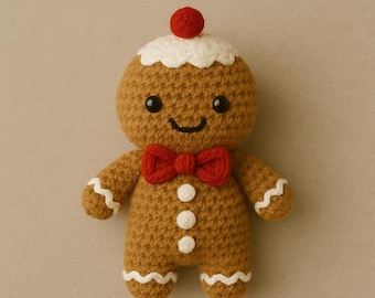 Wzór na szydełkowe pierniczki w formacie PDF | Lalka piernikowa na Boże Narodzenie w amigurumi