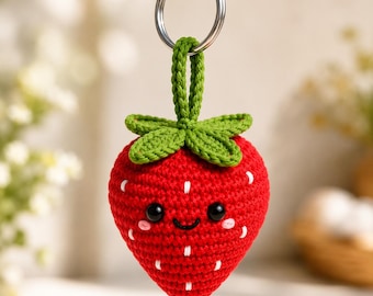 Amigurumi Fruit Keychain PDF, Kawaii Bag Charm Tutorial, Beginner DIY Gift Project, Easy Handmade