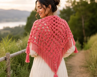 Easy Breeze Crochet Shawl Pattern | Beginner C2C Triangle Wrap | Instant Download PDF