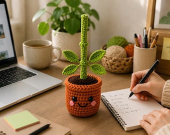 Amigurumi Plant Crochet Pattern PDF | Pull & Grow Crochet Plant | Easy Plush Pot Plant Pattern for Beginners