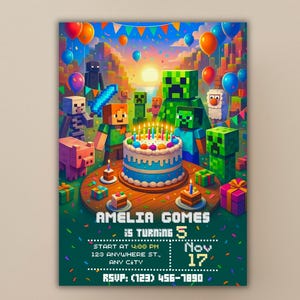 Editable Gamer Birthday Invitation Template – Digital Gaming Party Invite, Canva Custom Card, Instant PNG Download, Birthday Party Printable