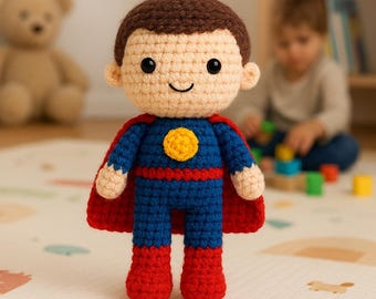 Superhero Doll Crochet Pattern | Amigurumi PDF Tutorial Instant Download