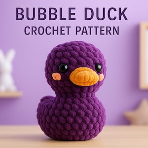 No-Sew Duck Plush Crochet Pattern | Beginner Amigurumi | Bubble Duck Instant PDF | DIY Stuffed Animal Toy | Easy Chenille Yarn Project