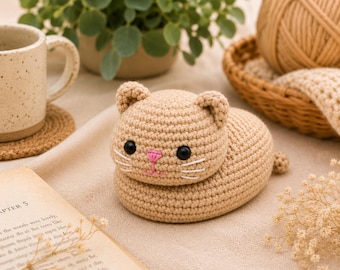 Loaf Cat Crochet Pattern PDF, Beginner Amigurumi Plush Tutorial, Kawaii Cat Plushie, Easy Gift