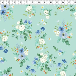 Bloom Wildly Citrus Floral in Light Turquoise Bloom Wildly Citrus Floral in Light Turquoise