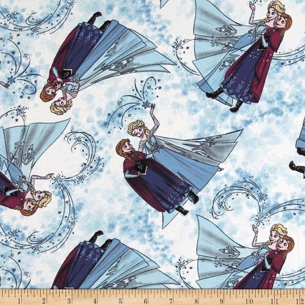 Springs Creative - FROZEN - Elsa and Anna Scenic Toss Knit Fabric