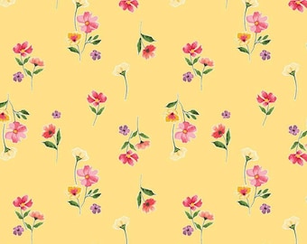 Lila Tueller for Riley Blake - GLOHAVEN - Flowers in Yellow - C9832 - 100% cotton fabric