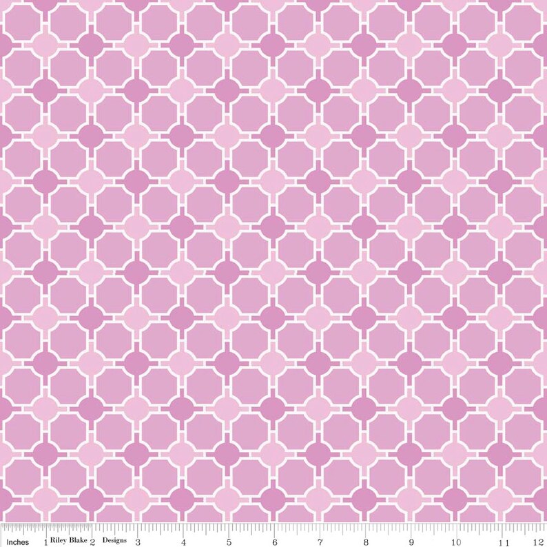 Lila Tueller for Riley Blake Designs SPLENDOR Geometric in White Pink Cotton Fabric RARE image 1