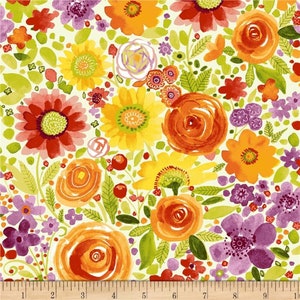 Clearance - Clothworks - FRESH PICKED-  Sue Zipkin - Y2366-55 Multi - Rare - HTF - Cotton Fabric