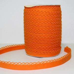 Orange Crochet edge bias tape, crochet bias tape, lace bias tape, orange bias tape, solid bias tape,  (No. 35)