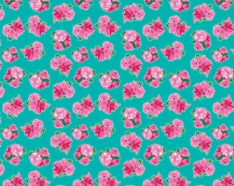 Lila Tueller for Riley Blake -Berkshire Garden - Small Floral in Aqua - 100% cotton fabric