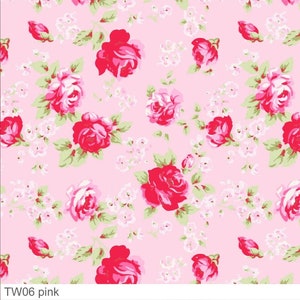 Tany Whelan, POSIE, Pink Roses Fabric, Cotton Fabric, Tanya Whelan Quilt Fabric , By the Yard, TW06 Pink