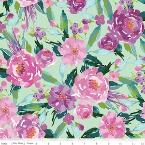 Lila Tueller for Riley Blake Hampton Garden Main White C9440 MINT 100% cotton fabric image 1
