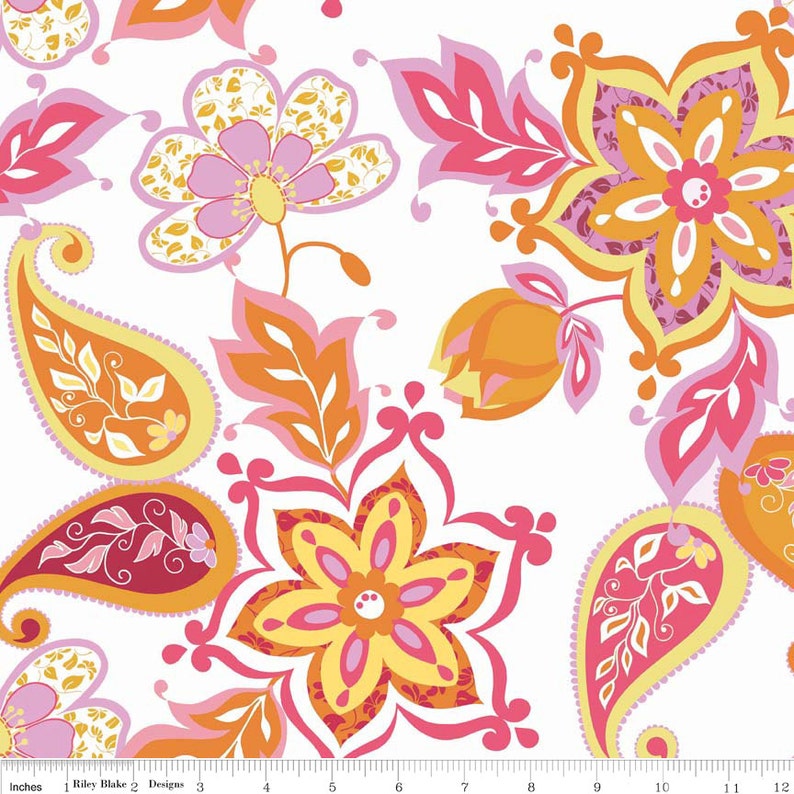 Lila Tueller for Riley Blake Designs SPLENDOR Geometric in White Pink Cotton Fabric RARE image 2