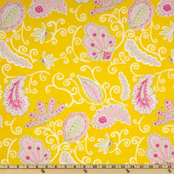 CLEARANCE - Dena Designs for Free Spirit - PRETTY Little Things - Madeline in Yellow - 1 Yard - Cotton Fabric