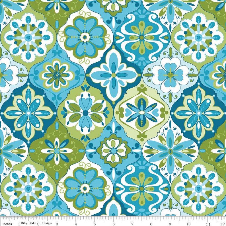 Lila Tueller for Riley Blake Designs SPLENDOR Geometric in Blue Cotton Fabric End Of Bold afbeelding 5