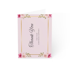 Floral Thank You Cards - Set of 10, 30, 50pcs, Pink Flowers Stationery for Wedding, Business, Gratitude Notes