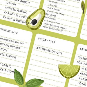 Weeklong Meal Plan with Grocery List & recipe links