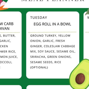 Weeklong Meal Plan with Grocery List & Recipe Cards