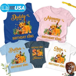 Custom Birthday King Shirt For Kids Toddler, Personalized Lion Birthday T-shirt, Gift For Son Daughter, Birthday Boy Family Tee