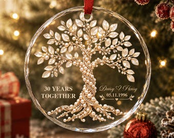 Ornement de sapin personnalisé en perles pour le 30e anniversaire de mariage, souvenir de 30 ans de vie commune, célébration en verre pour les couples, cadeaux pour maman et papa