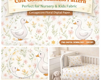 Silly Goose Seamless Pattern | Nursery & Kids Fabric PNG (Digital Download)