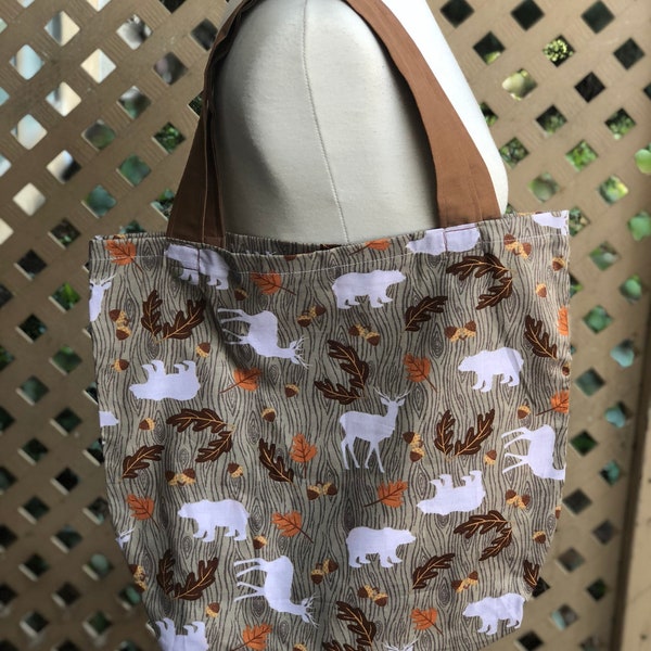 Woodland Creatures Farmers Market Tote Bag- Ready to Ship