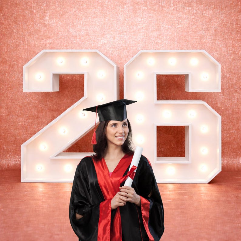 26 Grad Numbers Graduation 26 Marquee Backdrop PNG | Class of 2026 Rose Gold ...